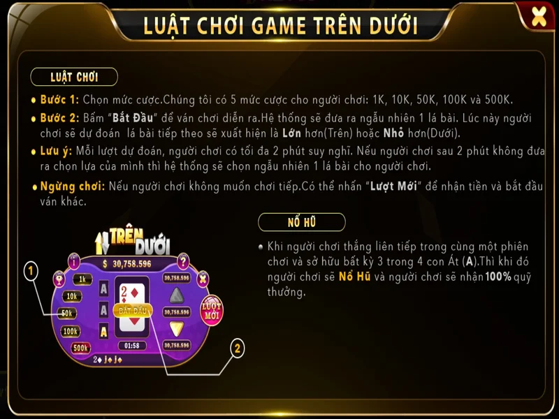 Vì sao Trên Or Dưới trở thành game ăn khách tại 789Club?